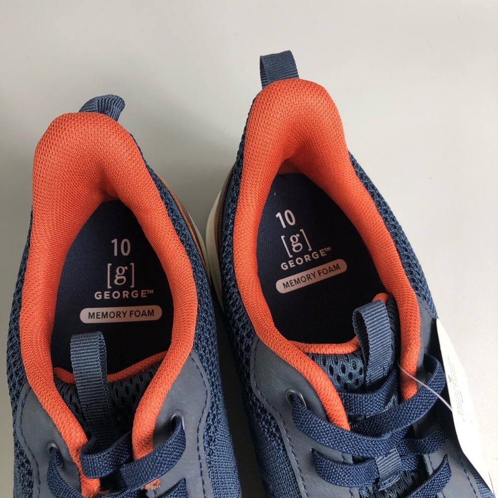 George Men's Navy and Orange Knit Athletic Sneakers Size 10 - Picture 8 of 9